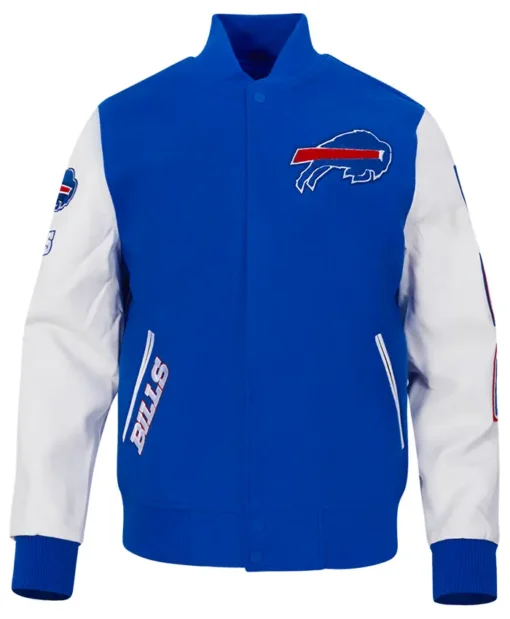 Mens Buffalo Bills White Classic Wool Varsity Jacket