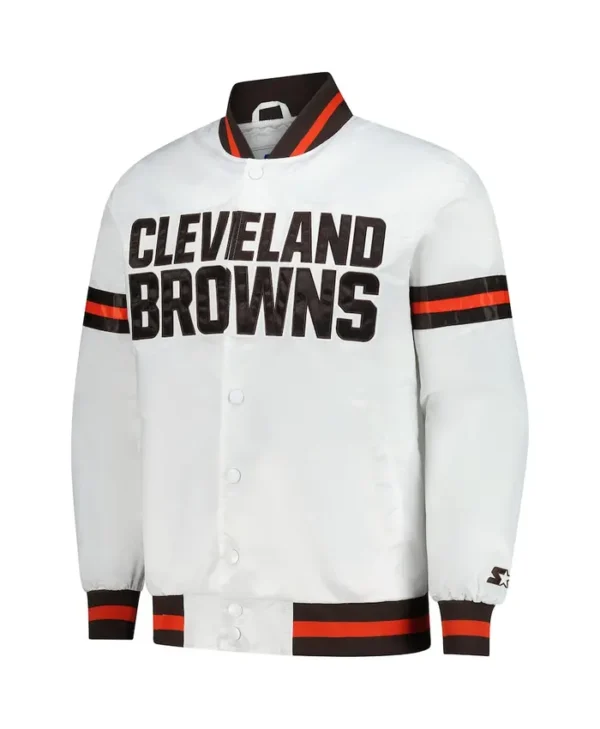 mens starter-white-cleveland-browns-scout-full-snap-varsity-jacket